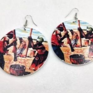 Ethnic bohemian style wooden earrings